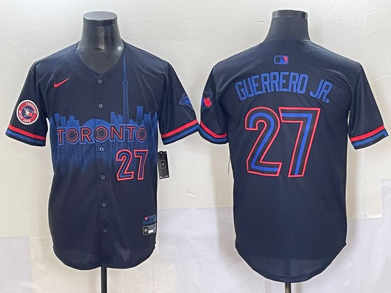 Men 2025 Toronto Blue Jays #27 Guerrero jr Black Joint Name Nike MLB Jersey style 12